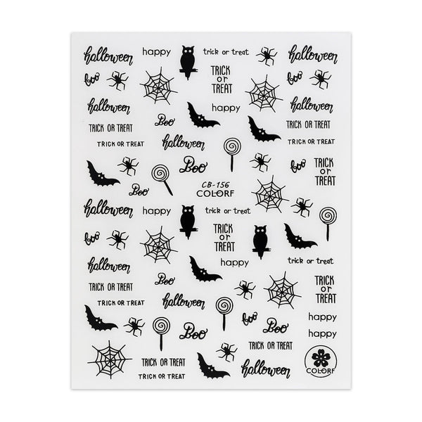 Halloween Stickers - Slogans, Vleermuizen & Uilen - Zwart