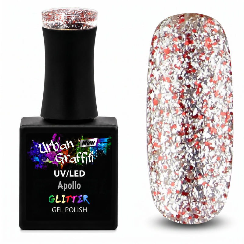 Apollo - UGGP-A0907 Esmalte en Gel con Brillo Rojo y Plateado de Graffiti Urbano 15ml