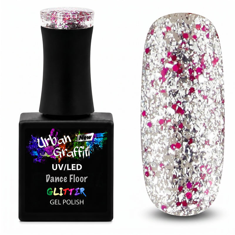 Pista de baile - UGGP-A0909 Esmalte en gel con purpurina rosa y plateada Urban Graffiti 15ml