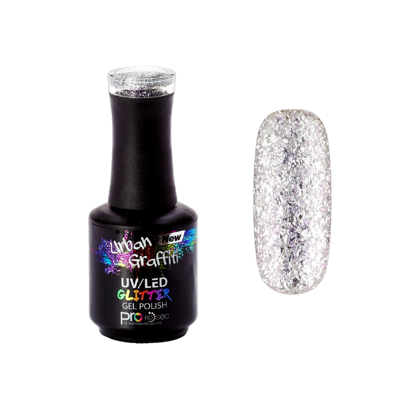 Artemis - UGGP-A0910 Vernis Gel Pailleté Argent Graffiti Urbain 15ml