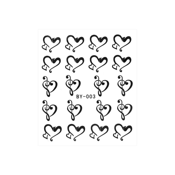 Black Heart Music Notes Nail Decals   Naio Nails