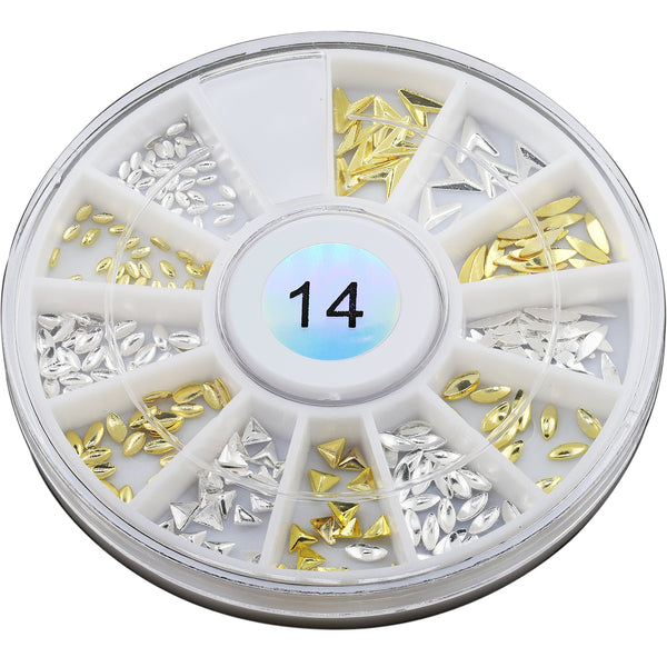 Metallic Nail Art Decals - Gold & Silver Studs