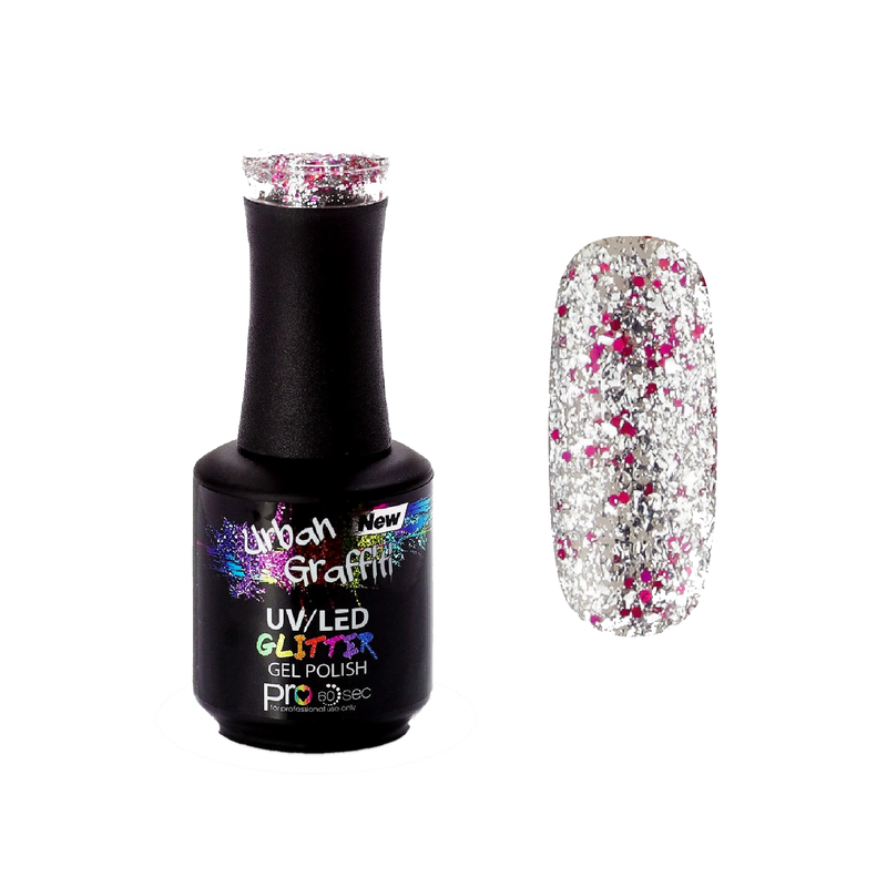 Vernis Gel Paillettes Rose et Argent Dance Floor - UGGP-A0909 Urban Graffiti 15ml