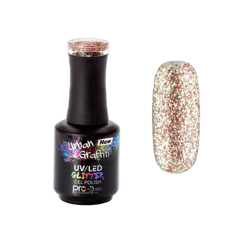 Tinsel Town - UGGP-A0913 Vernis Gel Pailleté Or et Rouge Graffiti Urbain 15ml