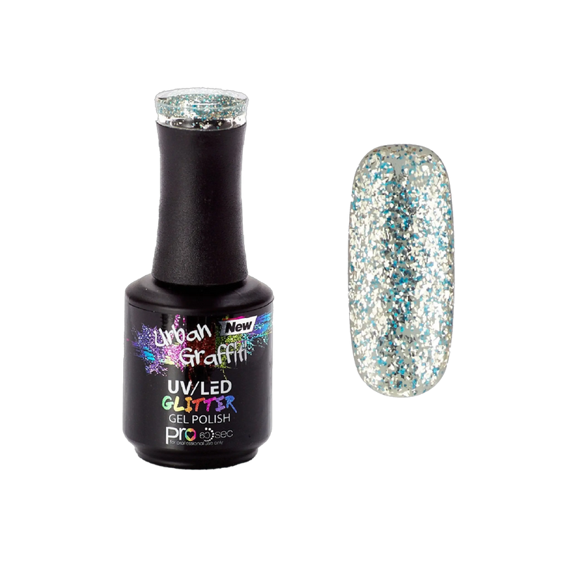Vernis Gel Paillettes Bleu et Argent Urban Graffiti UGGP-A0912 Winter Waterfall 15ml